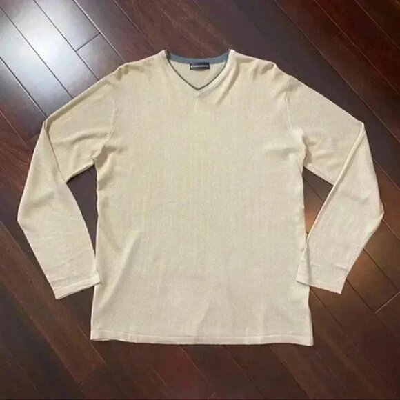 PT nternational Linen Sweater V Neck Pullover Lightweight Beige Size Large NWT - Picture 15 of 15